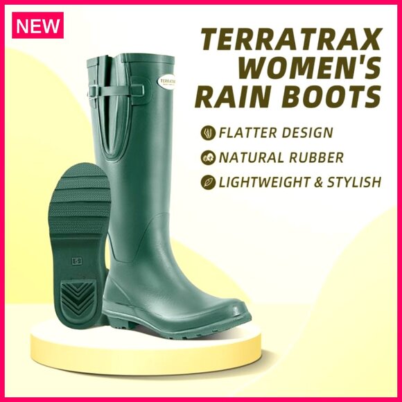 Knee High Rain Boots Waterproof Winter Snow Slush Adjustable Calf Buckle - Picture 4 of 7